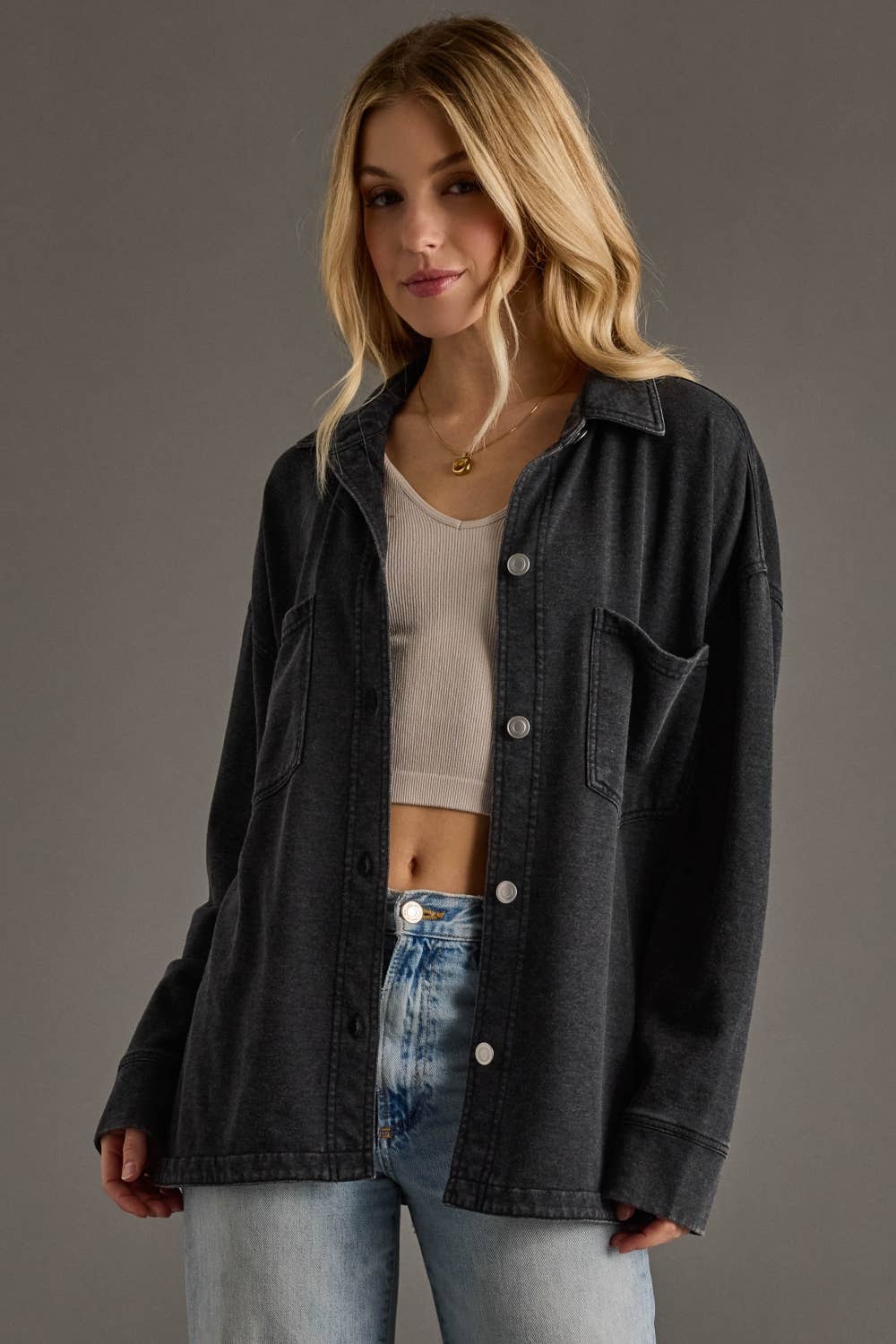 Black Super Soft Button Up