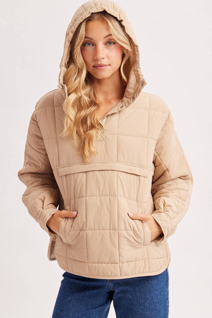 Quilted Hooded Pullover