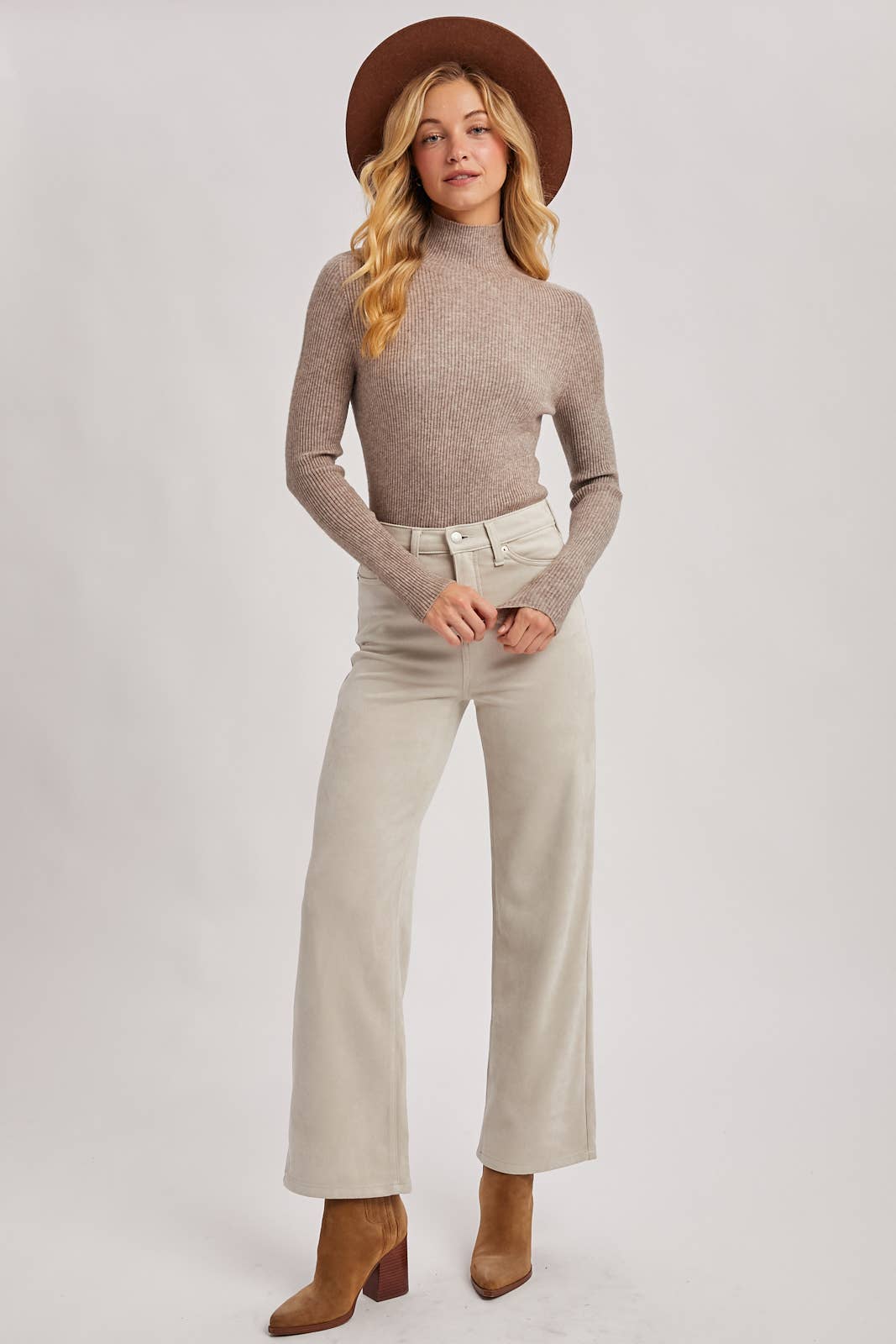 Mock Neck Ribbed Top