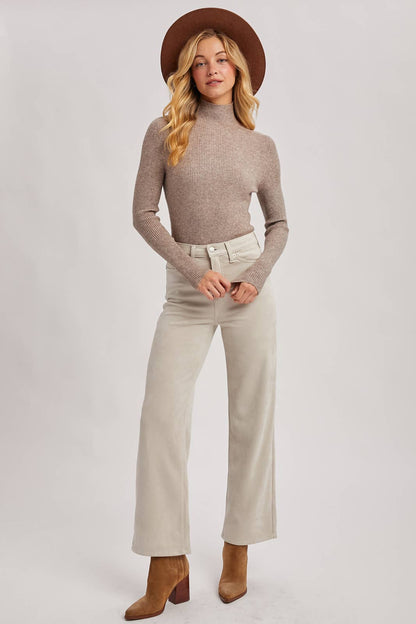 Mock Neck Ribbed Top