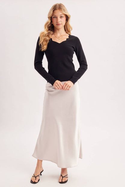 Scallop Neck Knit Top