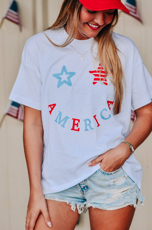 America Smiley High Low Tee