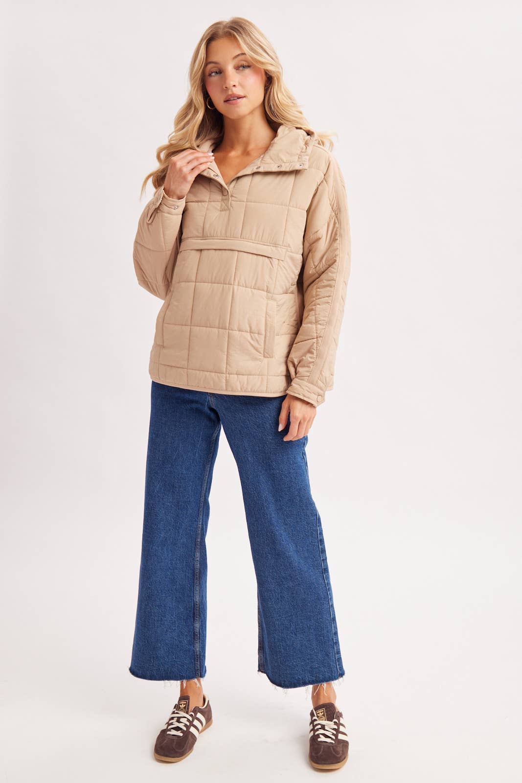 Quilted Hooded Pullover