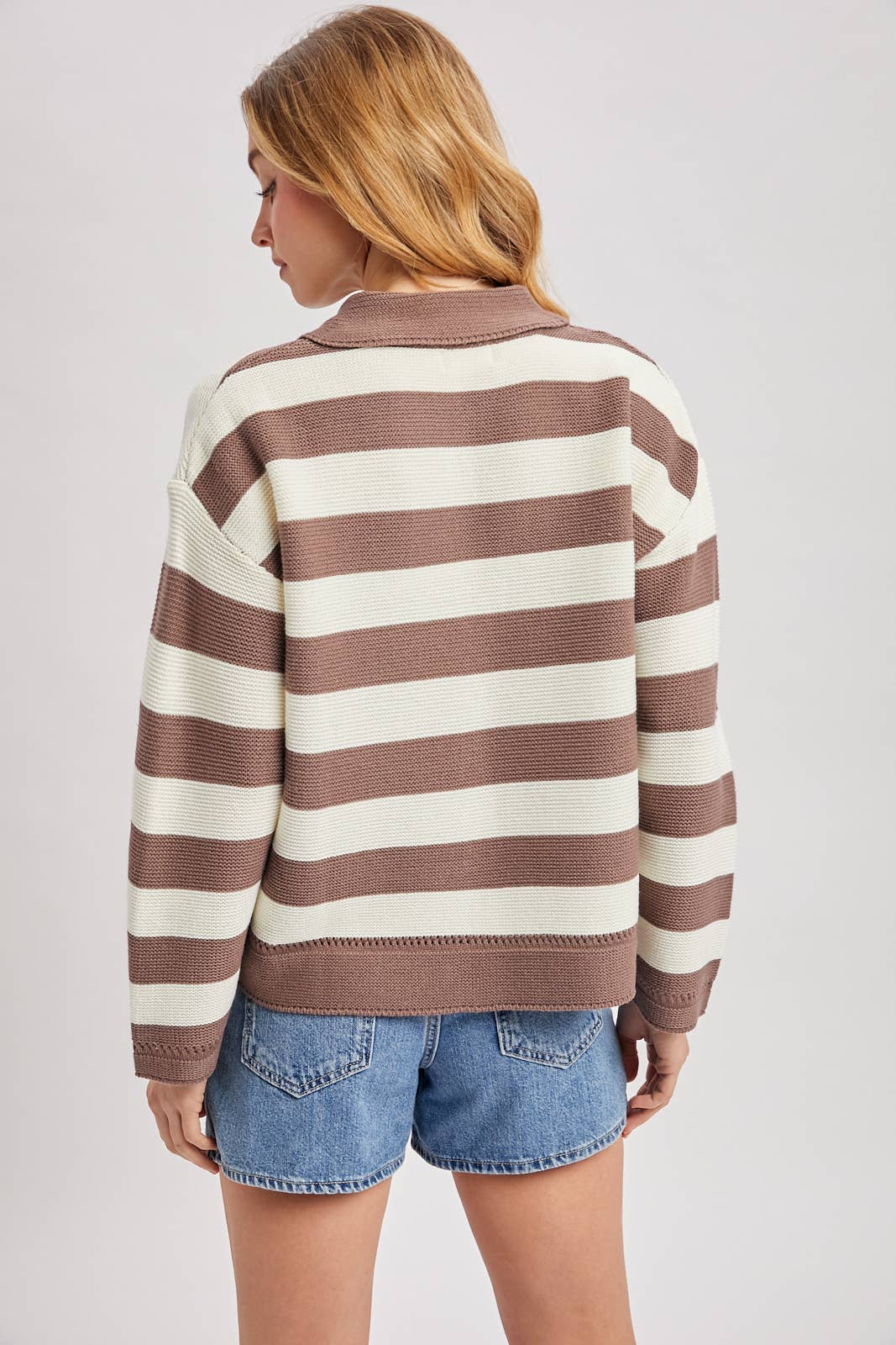 Striped Collar Boxy Pullover