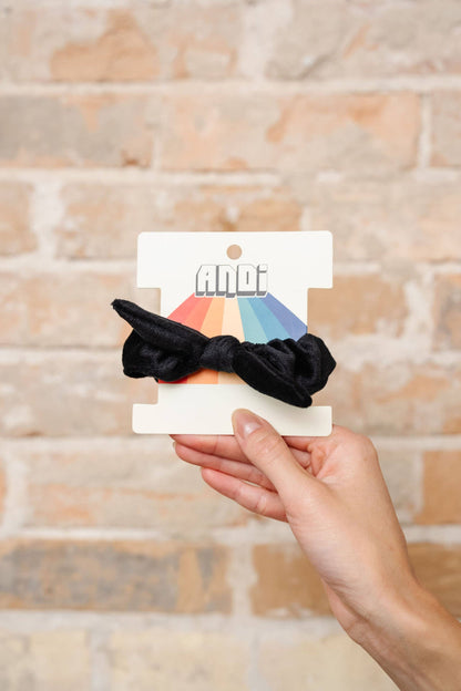 Black Velvet Bow Scrunchie