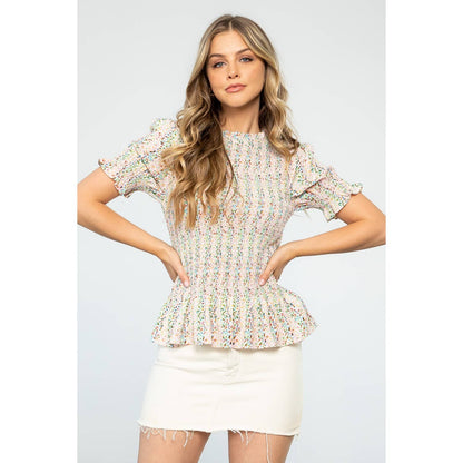 Smocked Dotted Top