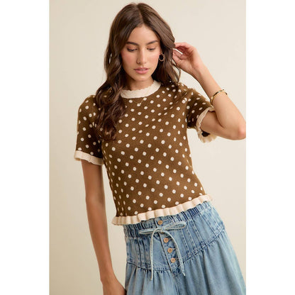 Polka Dot Ruffle Top