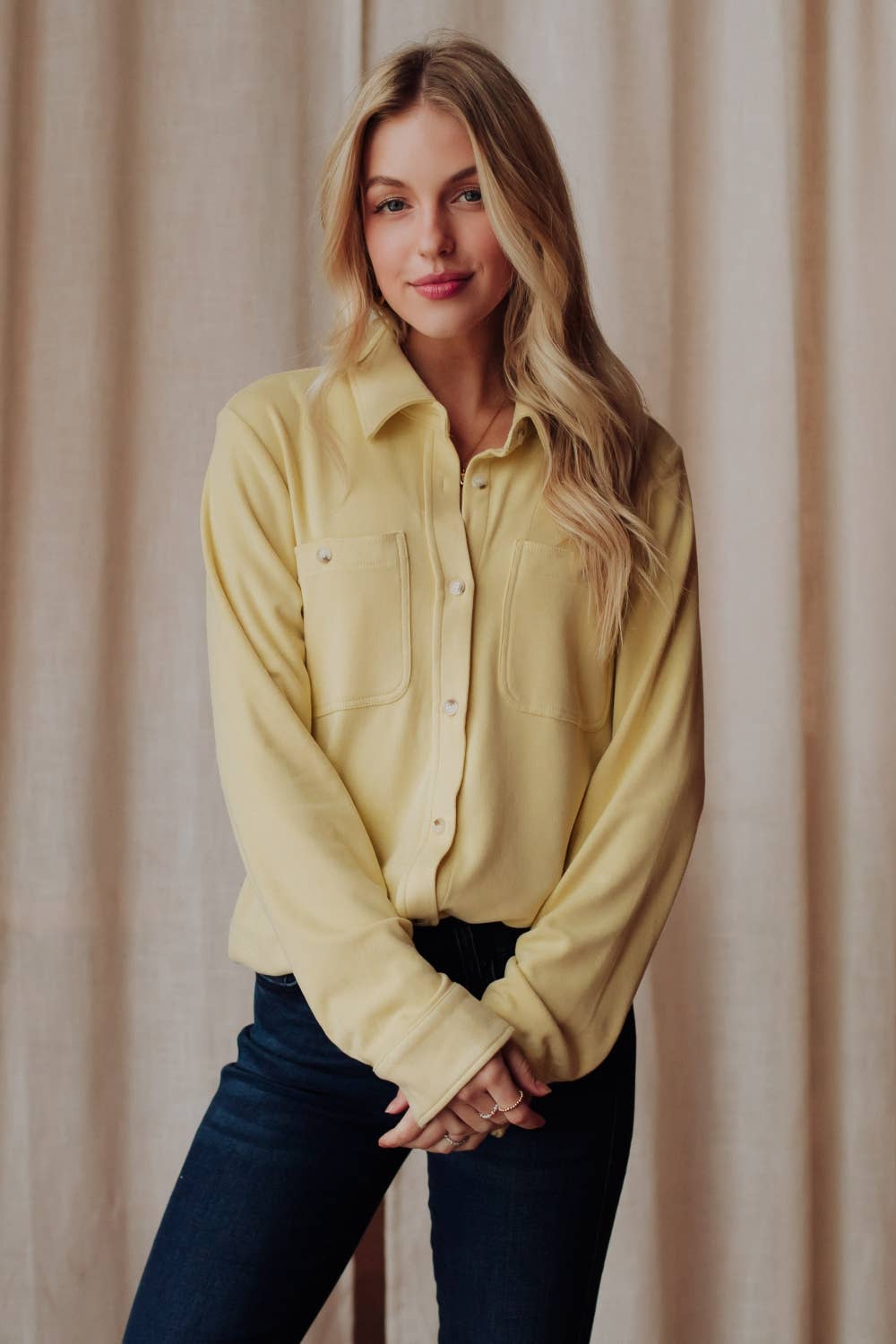 Light Yellow Super Soft Button Up
