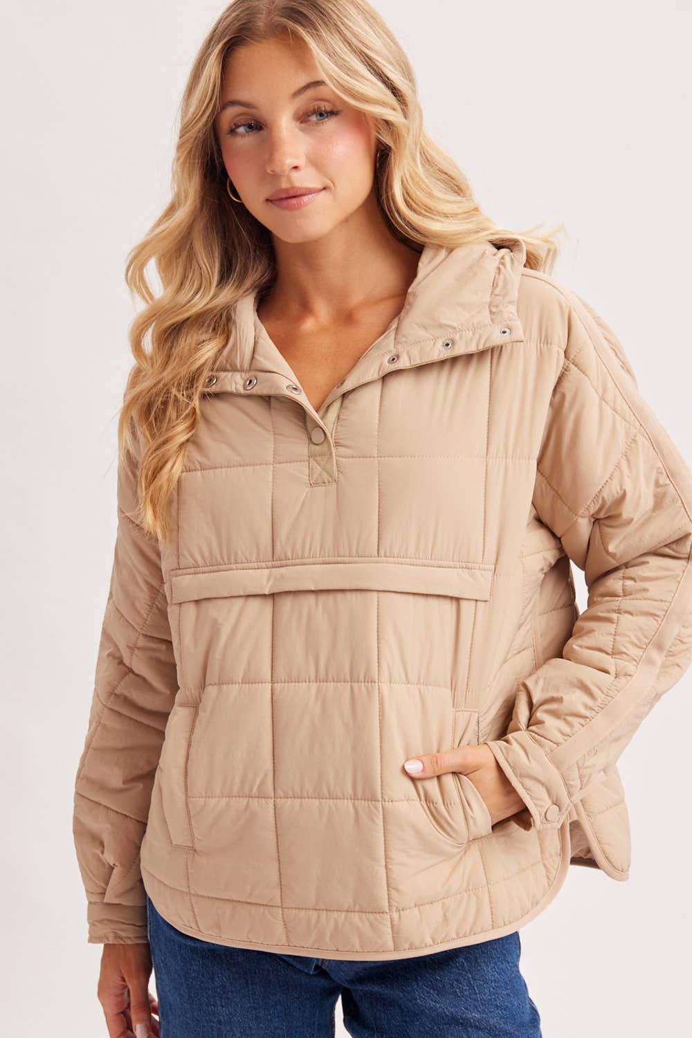 Quilted Hooded Pullover