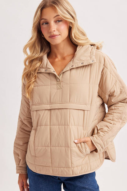 Quilted Hooded Pullover