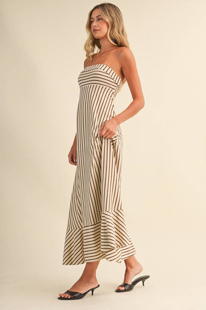 Striped Strapless Maxi Dress