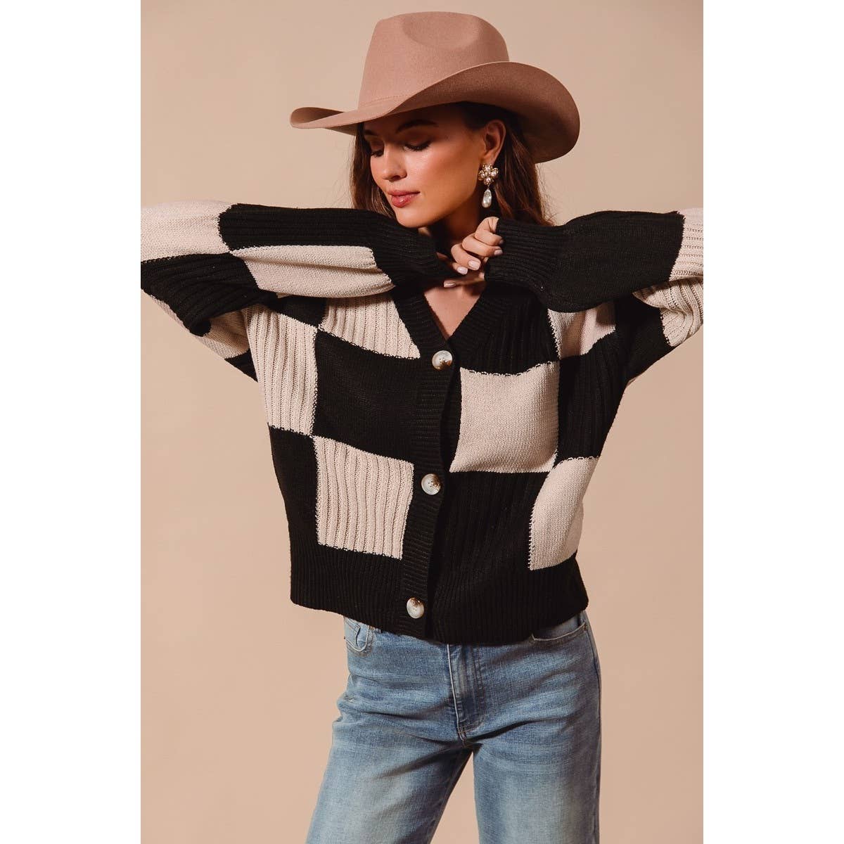 Checkered Cardi