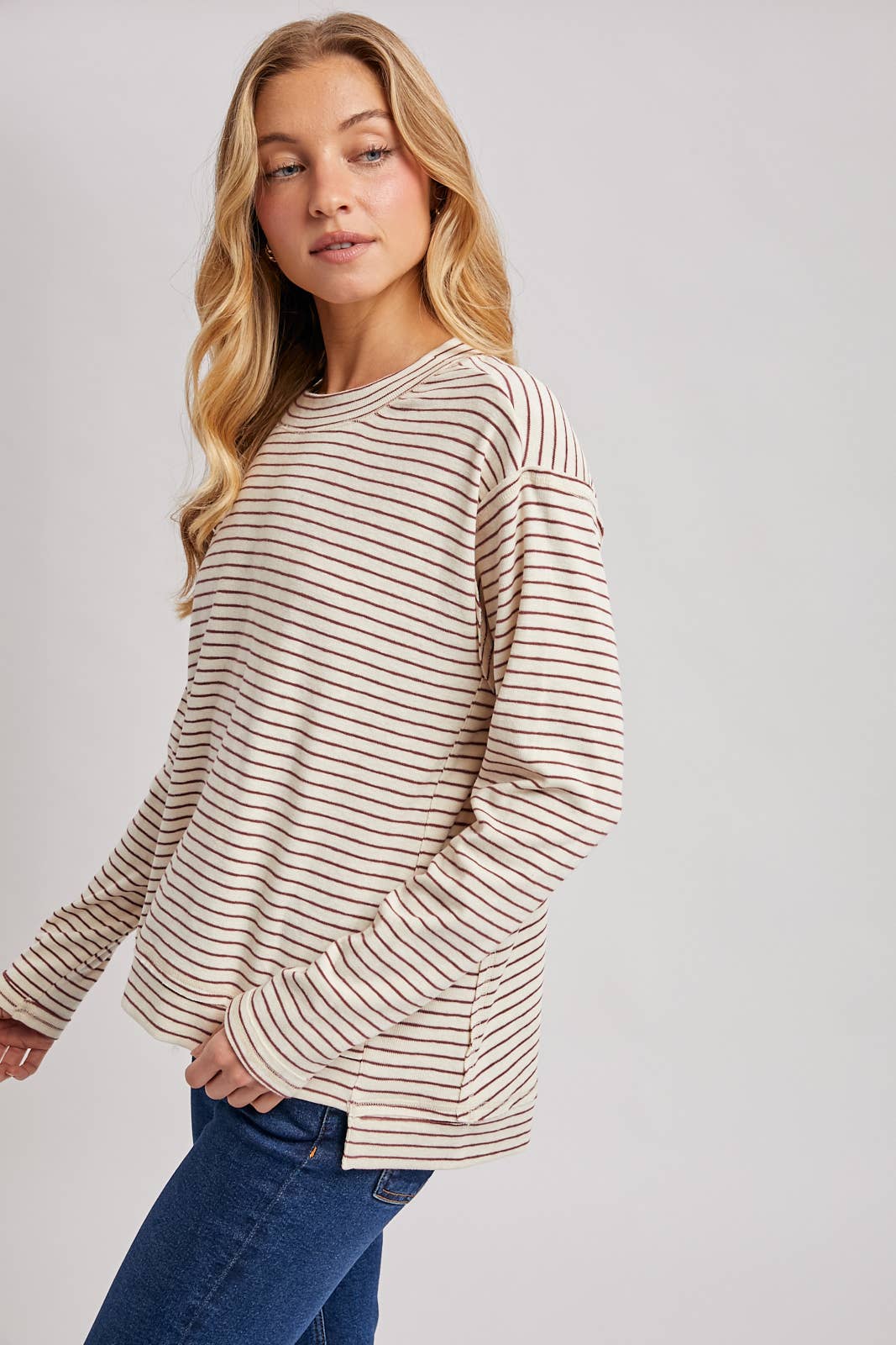 Striped Slouchy Crew