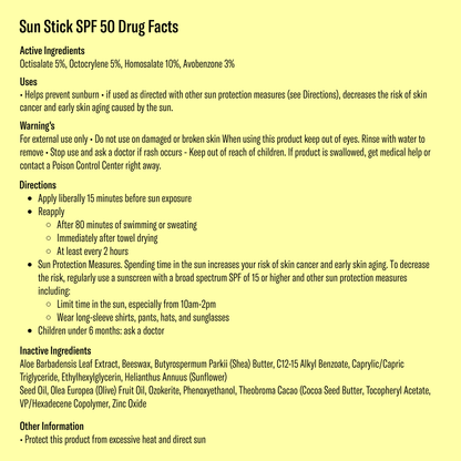 Bask SPF 50 Fragrance Free Suncreen Stick - Face & Lip Balm