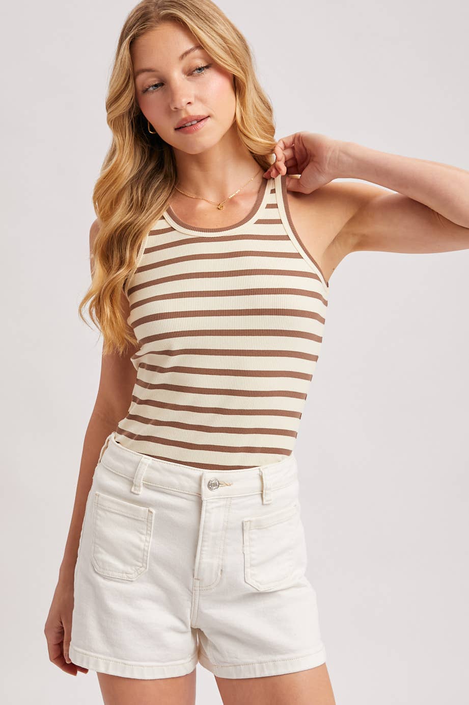 Stripe Crew Neck Tank