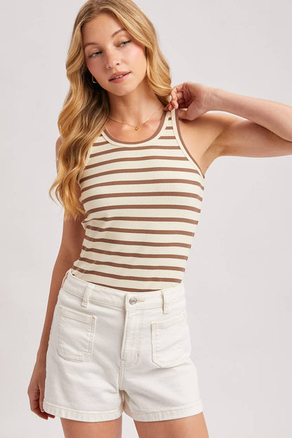 Stripe Crew Neck Tank