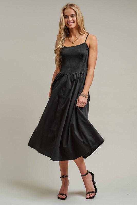Smocked Bodice Midi Dress