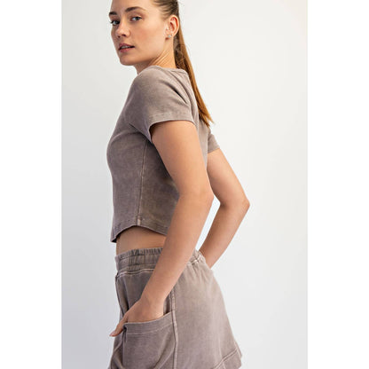 Mineral Washed Rib Crop Tee
