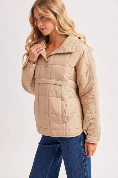 Quilted Hooded Pullover