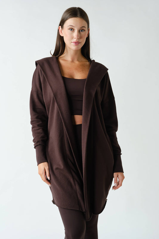 Open Front Longline Hoodie Cardigan