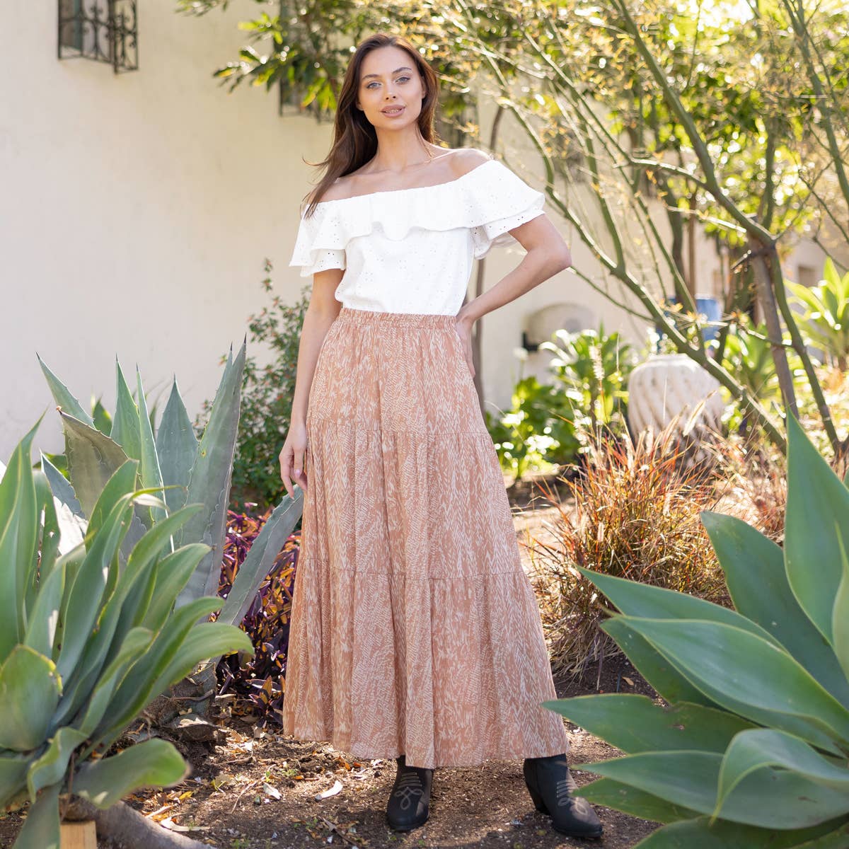 Three Layered Abstract Printed Skirt