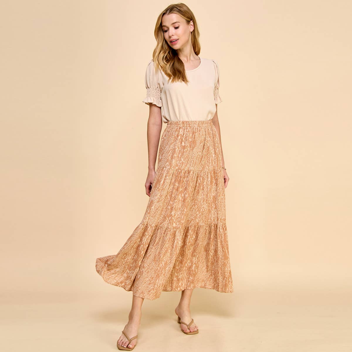 Three Layered Abstract Printed Skirt