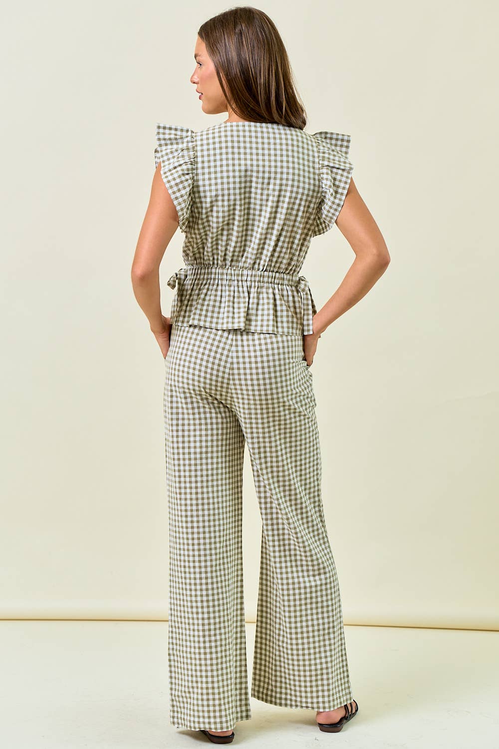 Gingham Wide Leg Pants