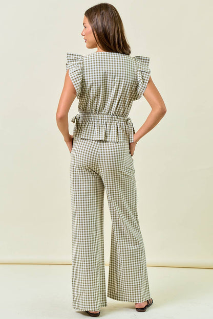Gingham Wide Leg Pants