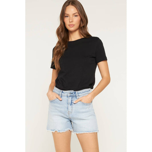 High Rise Frayed Hem Shorts