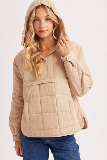 Quilted Hooded Pullover