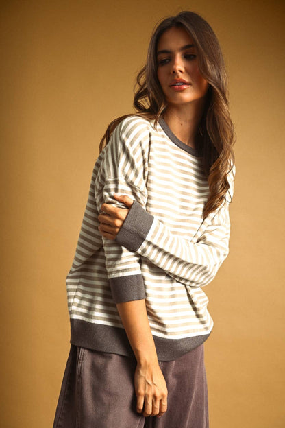 Striped Contrast Top