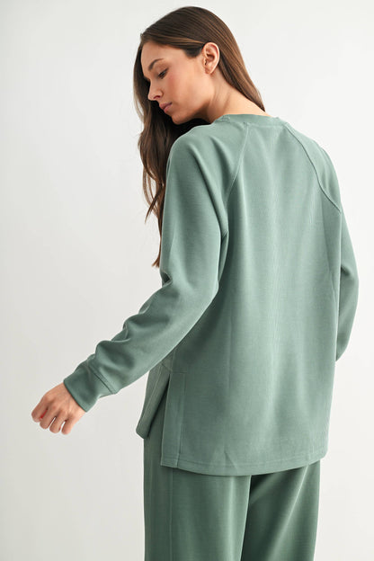 Luxe Sand Wash Rib Raglan Tee