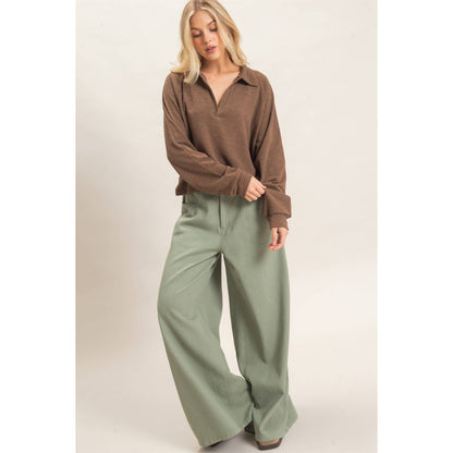 Open Collar Knit Pullover