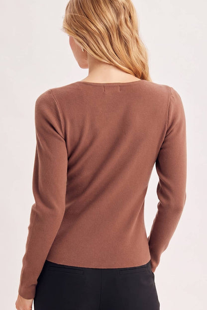 Scallop Neck Knit Top