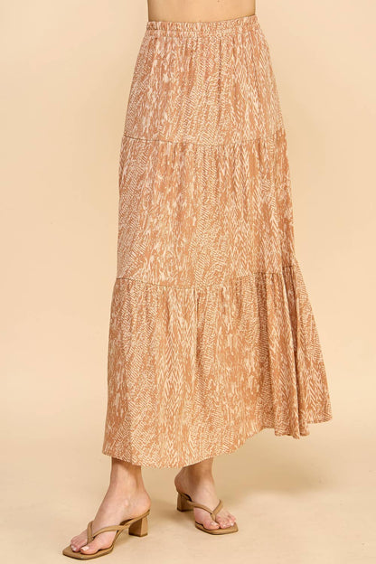 Three Layered Abstract Printed Skirt