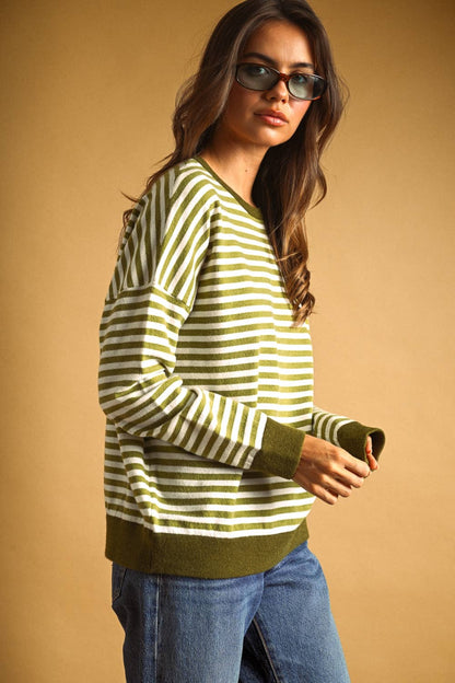 Striped Contrast Top