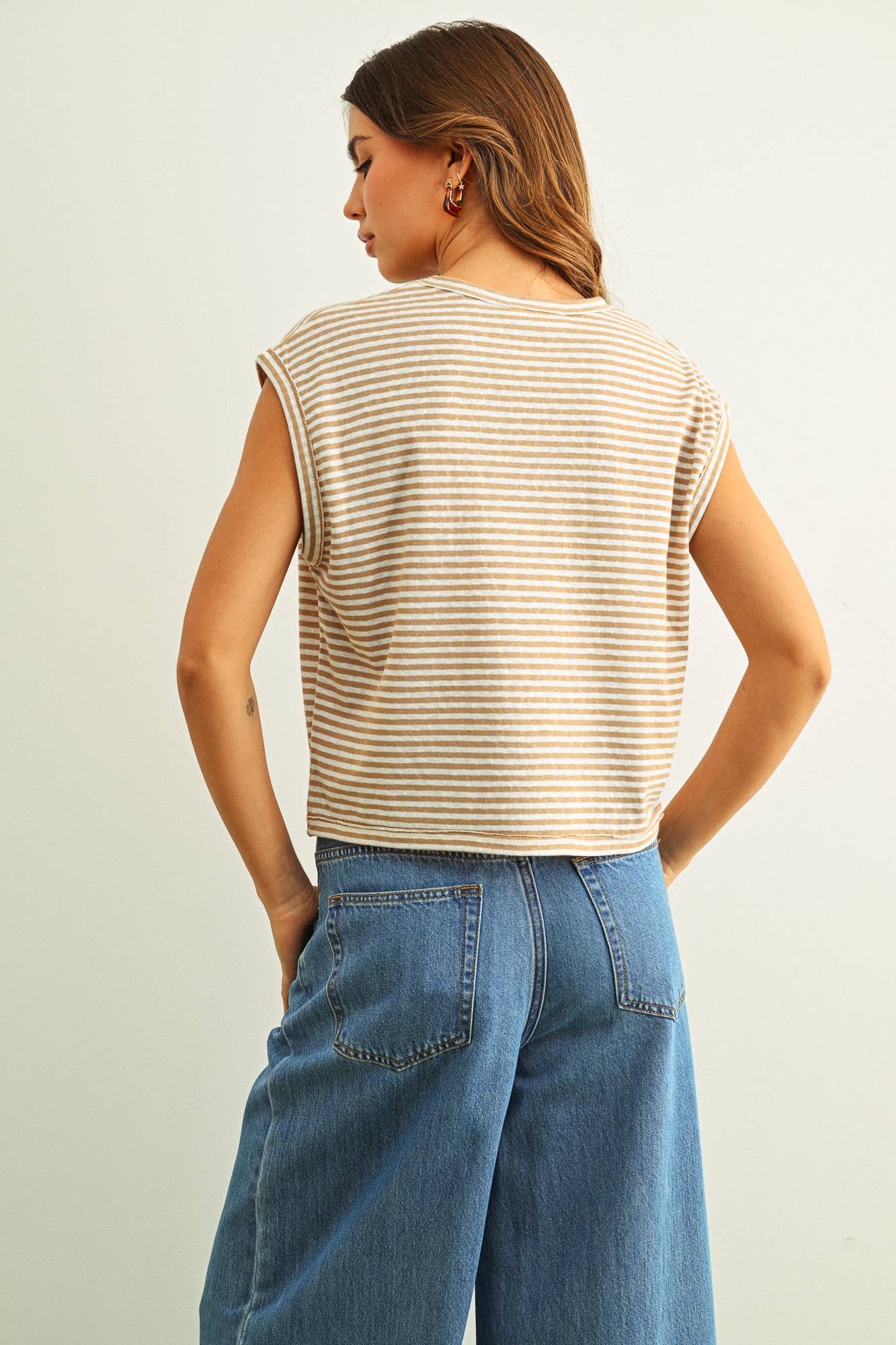 Stripe Pattern Slub Tee