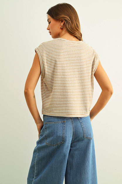 Stripe Pattern Slub Tee