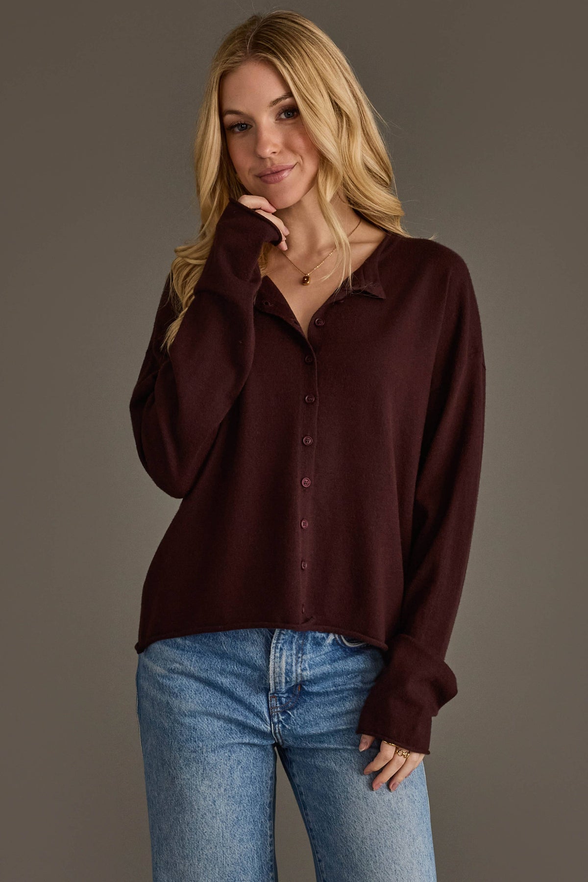 Dk. Brown Button Up Cardigan