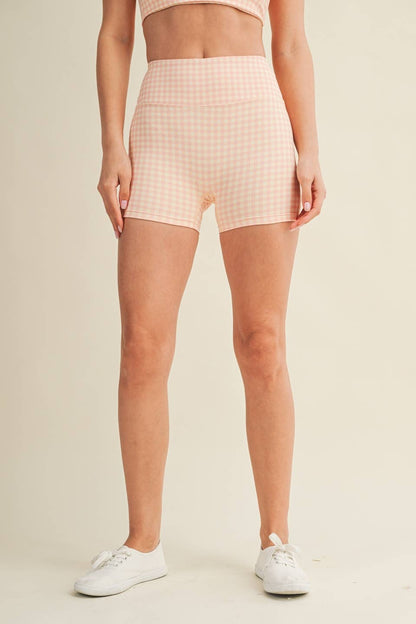 Gingham Print Biker Shorts