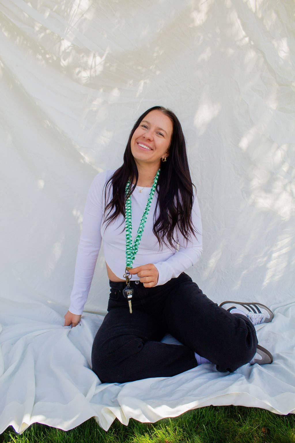 Kelly Green Checkered Lanyard