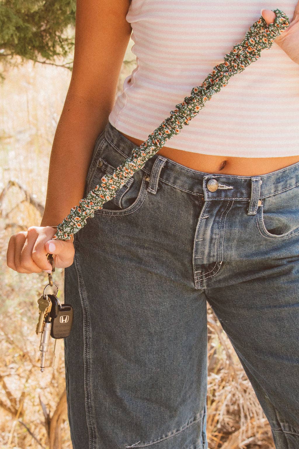 Green Floral Lanyard