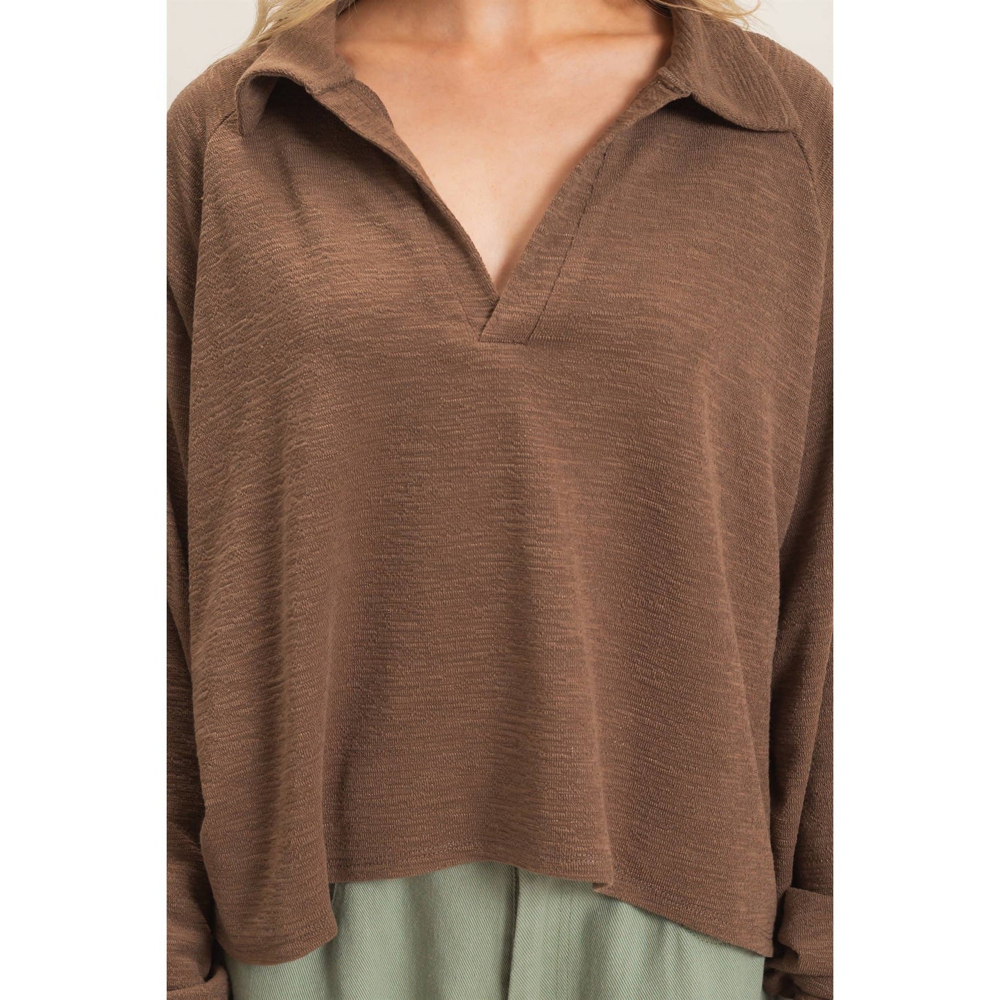 Open Collar Knit Pullover