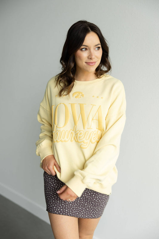 Iowa Perry Puff Lantern Sleeve Crew