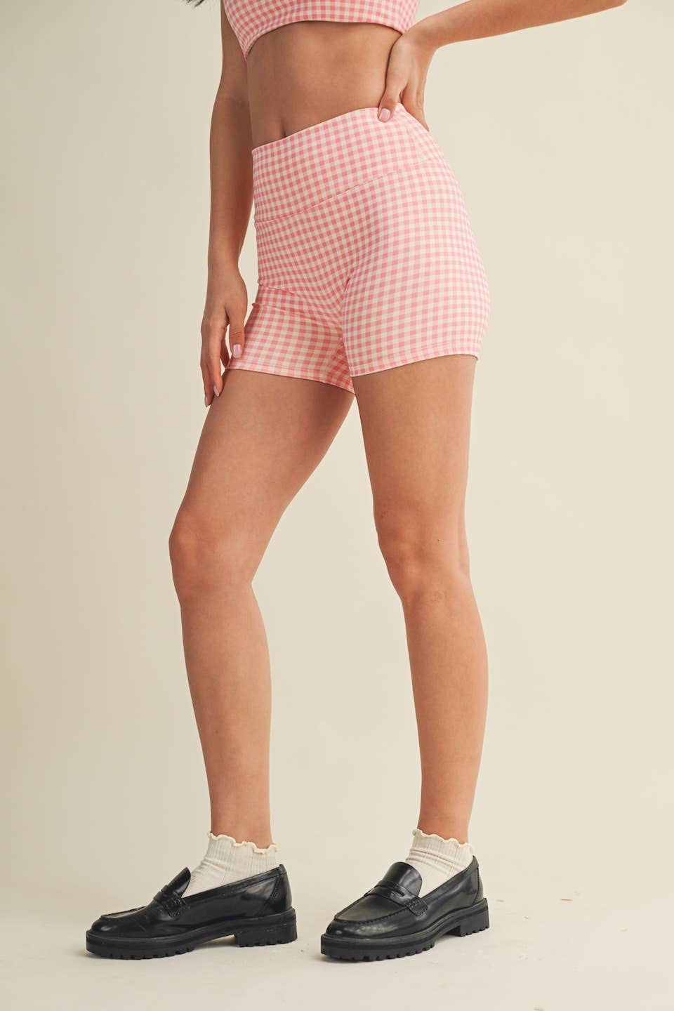 Gingham Print Biker Shorts