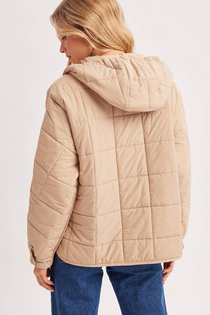 Quilted Hooded Pullover