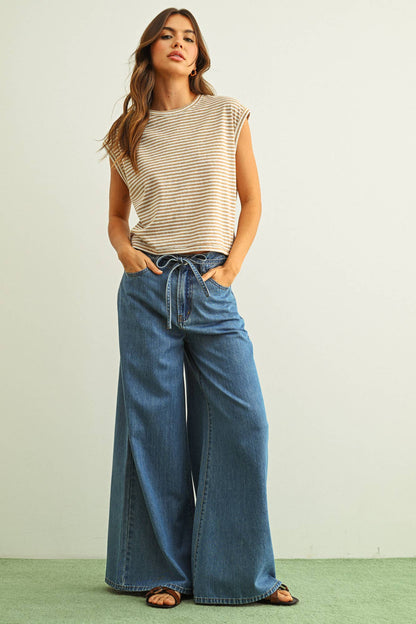 Stripe Pattern Slub Tee