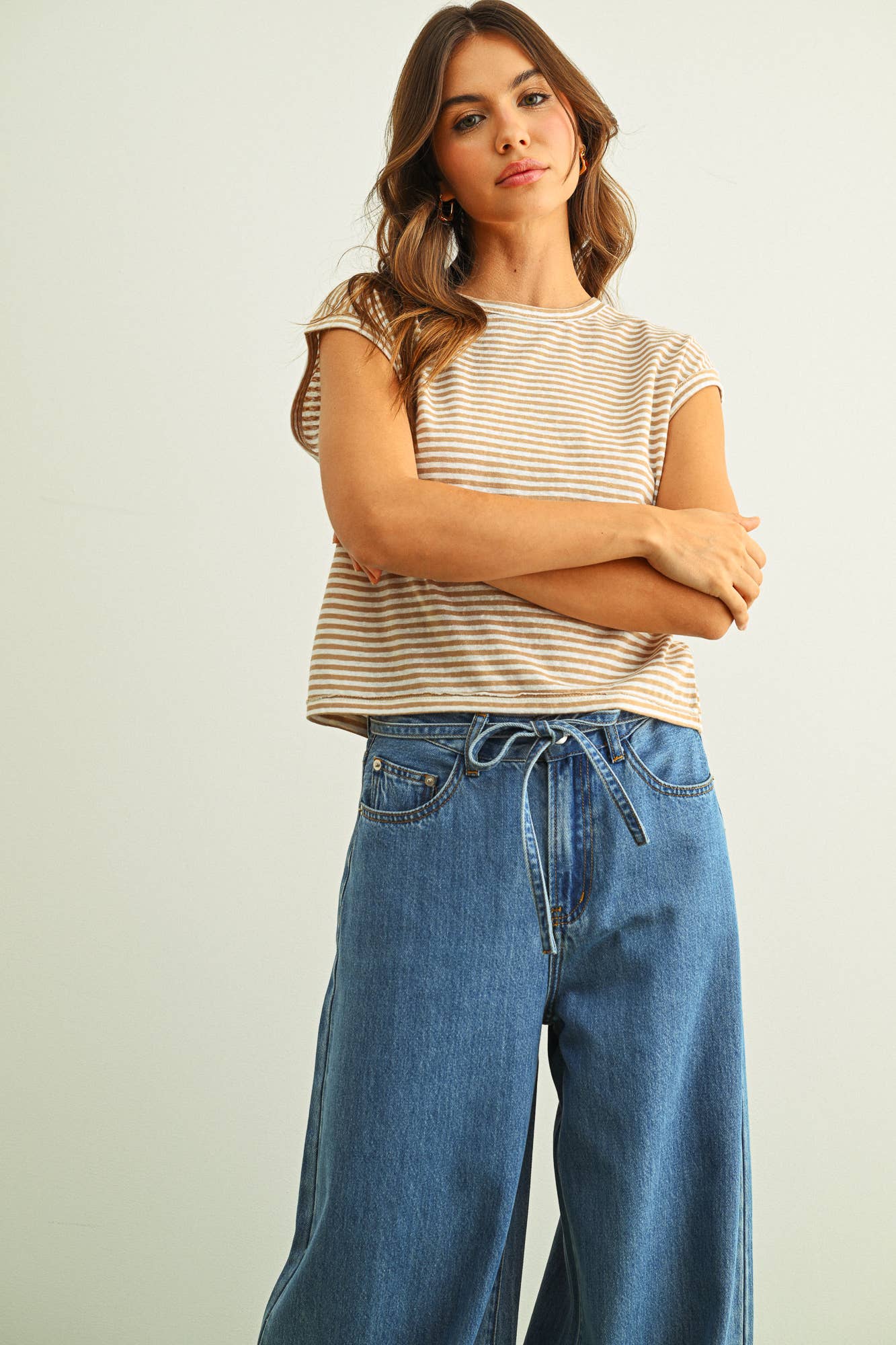Stripe Pattern Slub Tee