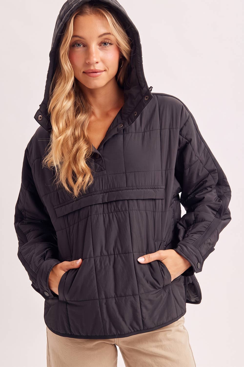 Quilted Hooded Pullover