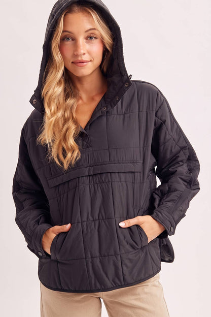 Quilted Hooded Pullover